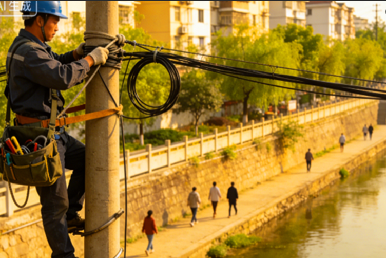 电信光缆绑扎太低影响美观